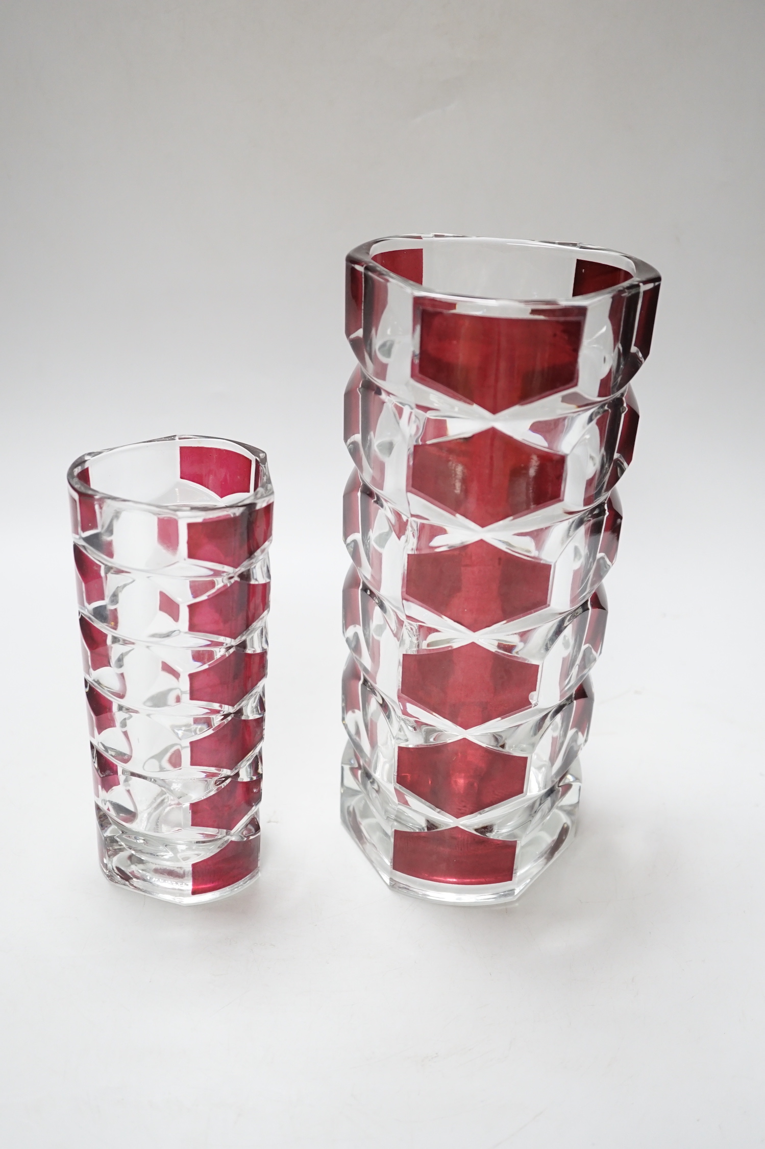 Two French studio ruby flashed glass vases, largest 24cm high